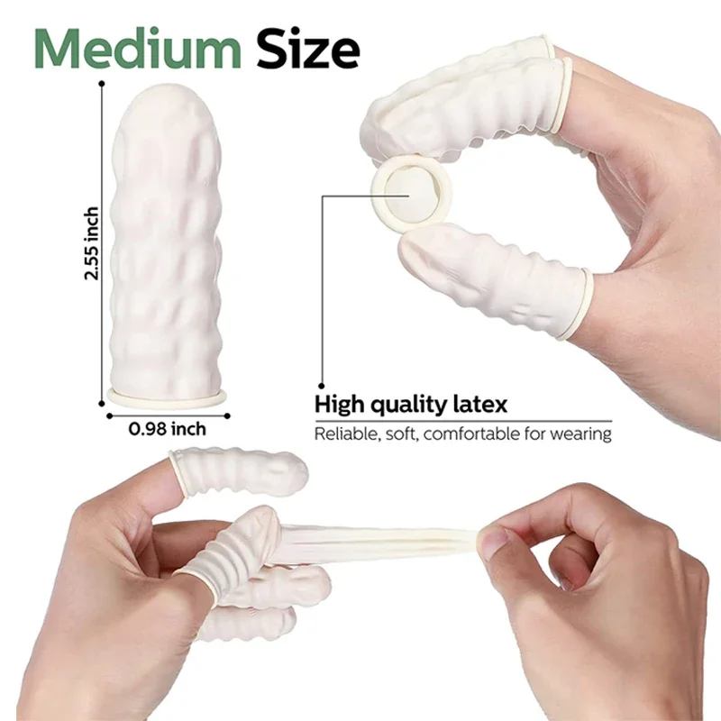 500g Latex Finger Cots Medium Disposable Rubber Finger Covers Thumb Finger for Watch Repair image 2