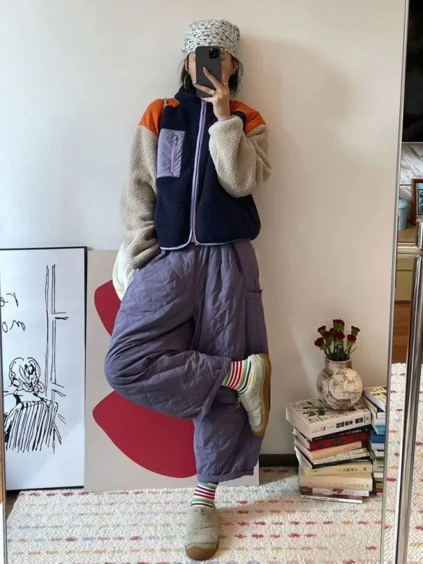 Primavera naranja d Color Blo versátil Casual con capucha cordero terciopelo Fce forrado japonés Sle mujer ort abrigo Jaet