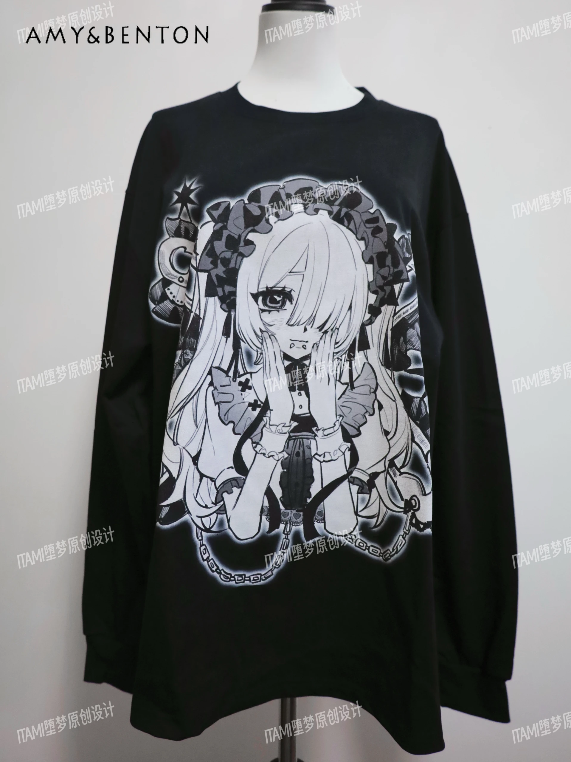 Two-dimensional Anime Girl Mine Subculture Dark Oversized T Shirt Y2K Top Japanese Cute Gothic Loose Casual Graphic T Shirts