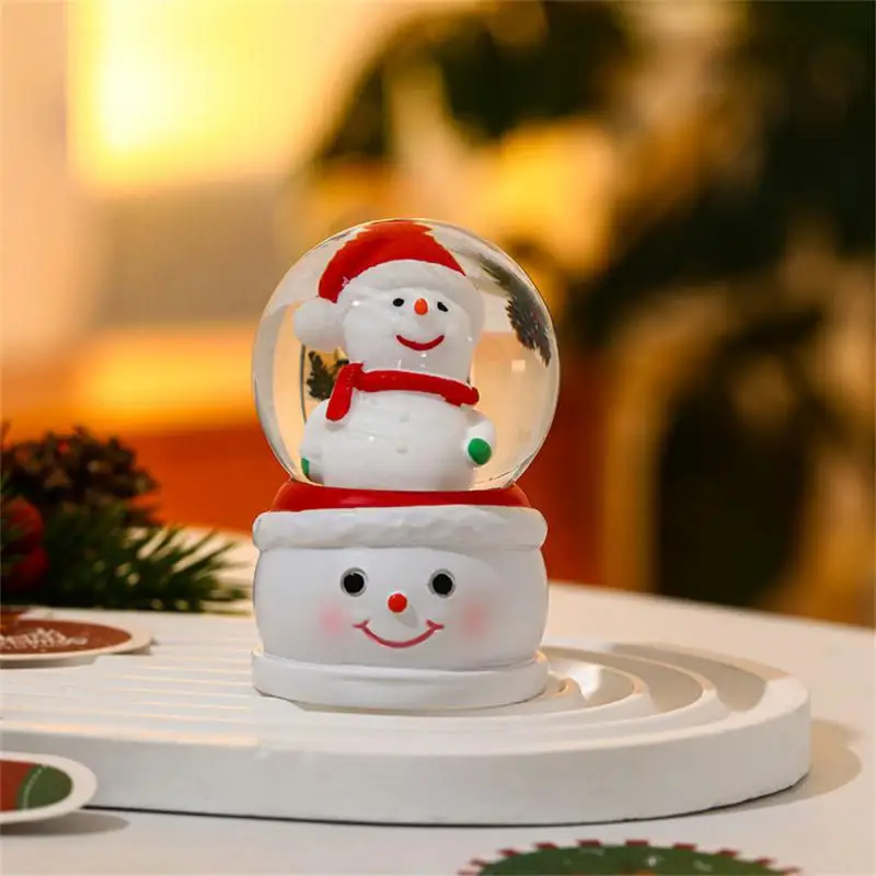 New Christmas Crystal Ball Ornament Resin Crystal Ball With Music Snow Glass Ball For Thanksgiving Gifts Festival Decoration