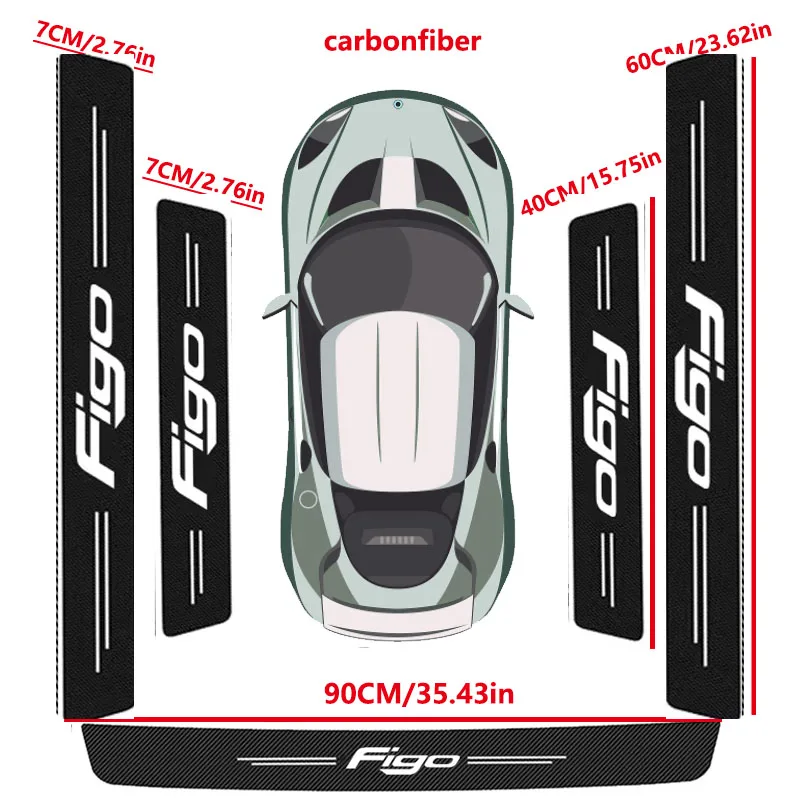 

Car Trunk Bumper Sticker Door Sill Threshold Protector Pad For Ford Figo Logo 2023 Carbon Fiber Door Pedal Anti-Scratch Cover
