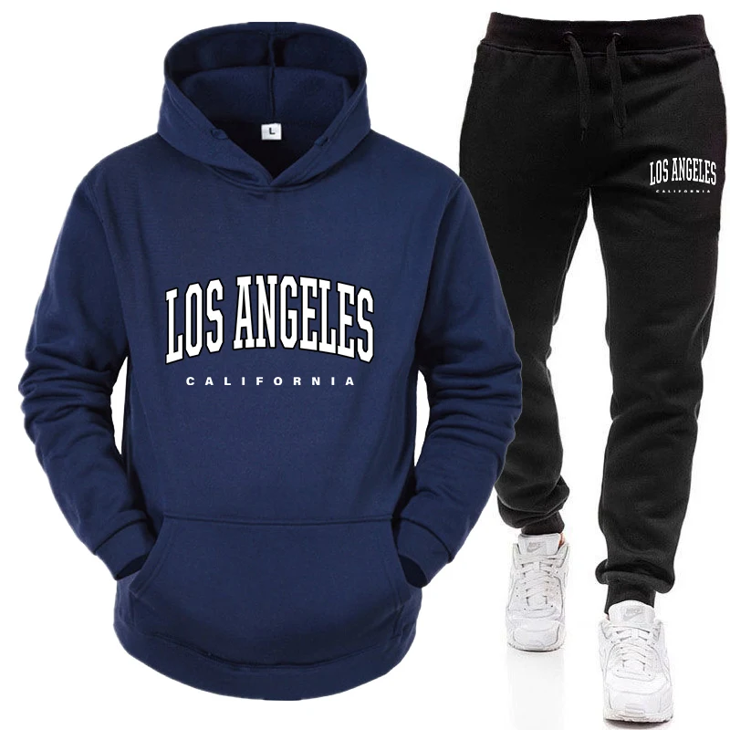 

Hot Sale Fashion Men's Tracksuit High Quality Men Two Piece Outdoors Set Sportswear Sweatpants Hoodie Comfortable Casual Jogging