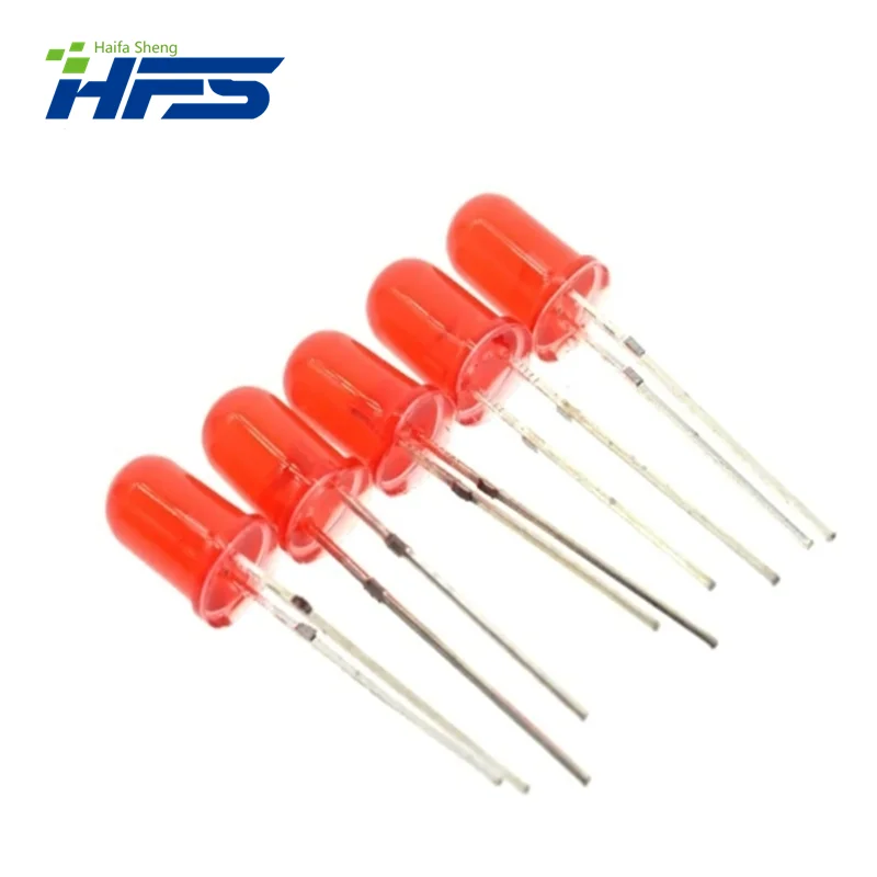 100pcs 5mm Diffused RED LED Diode DIP Round Wide Angle Through Hole 2 Pin LED Light Emitting Diode Lamp 1.8-2.0V