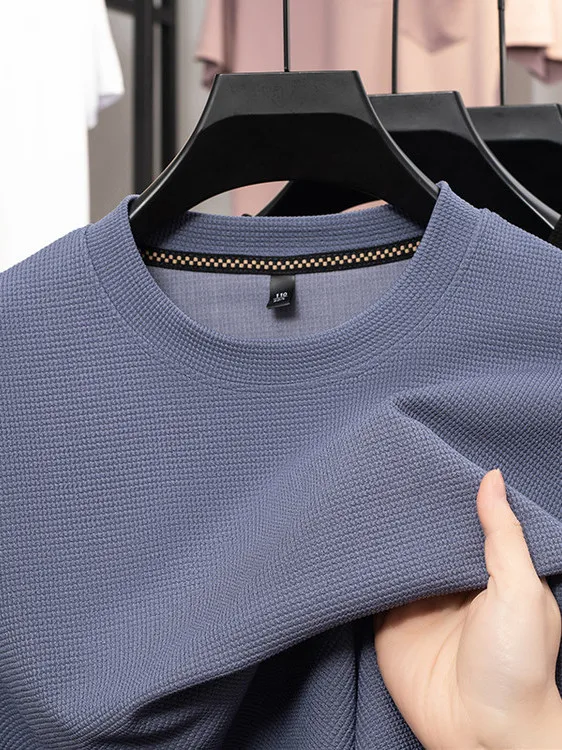 

Новинка 2025, мужская круглая трикотажная футболка Ne Long Sve, повседневная свободная посадка, цветной свитшот с узором Wfle, осенний сезон