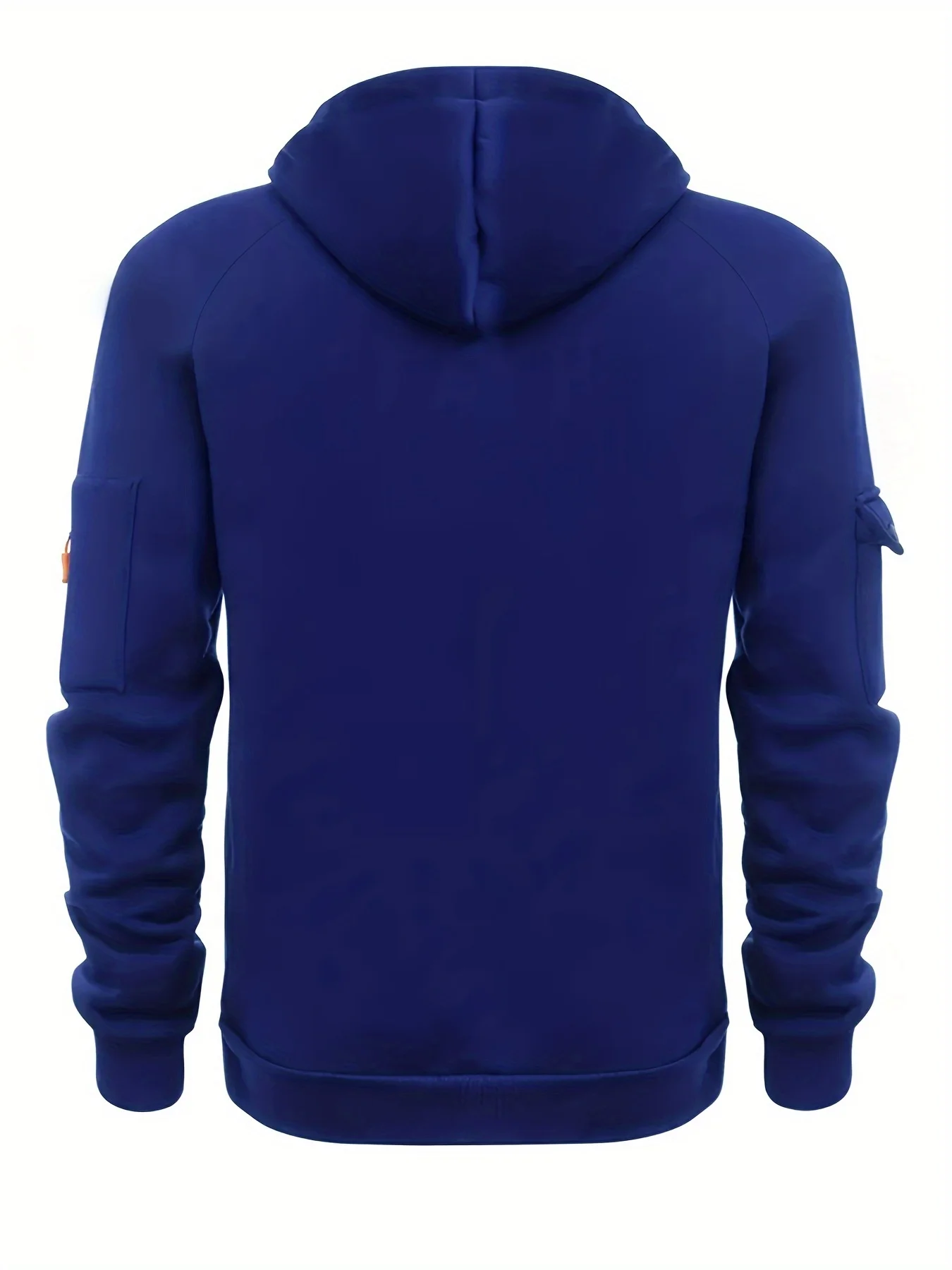 Ensemble de sport 2 pièces pour hommes : sweat à capuche bleu vibrant zippé et pantalon de jogging noir et gris avec accents blancs - fibre de polyester, casu