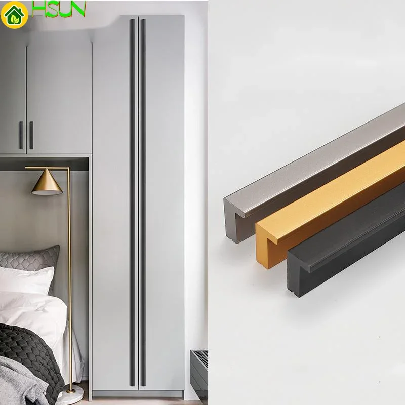 

EU/US Type wardrobe door long handle cabinet drawer gold handle Shoe Cabinet Bookcase black handle hardware handle