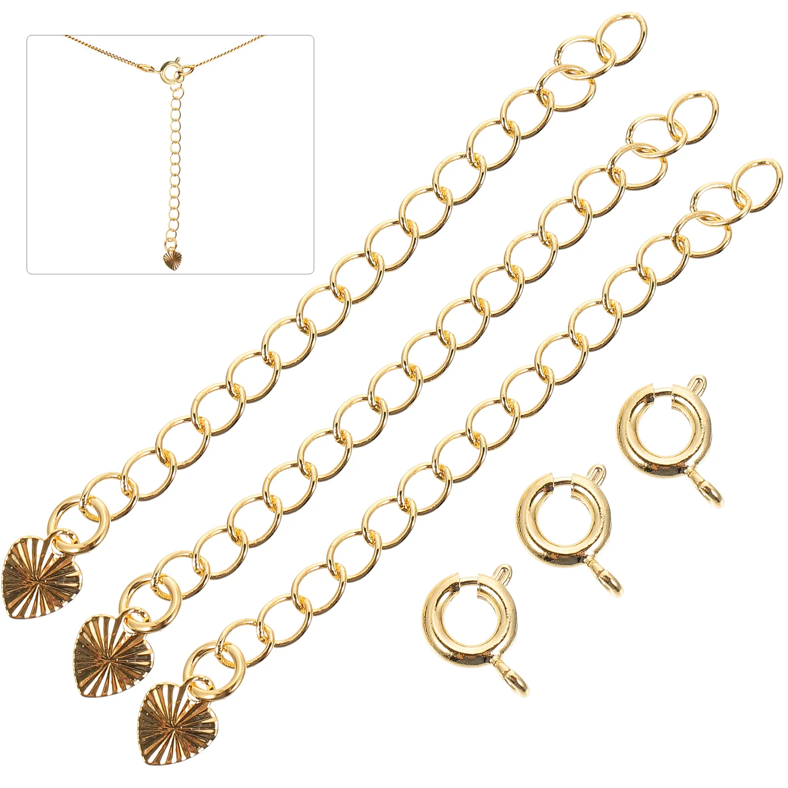 

3 Pcs Accessories Necklace Extender Jewelry Making Ring Durable Tail Chains Miss Rhinestone