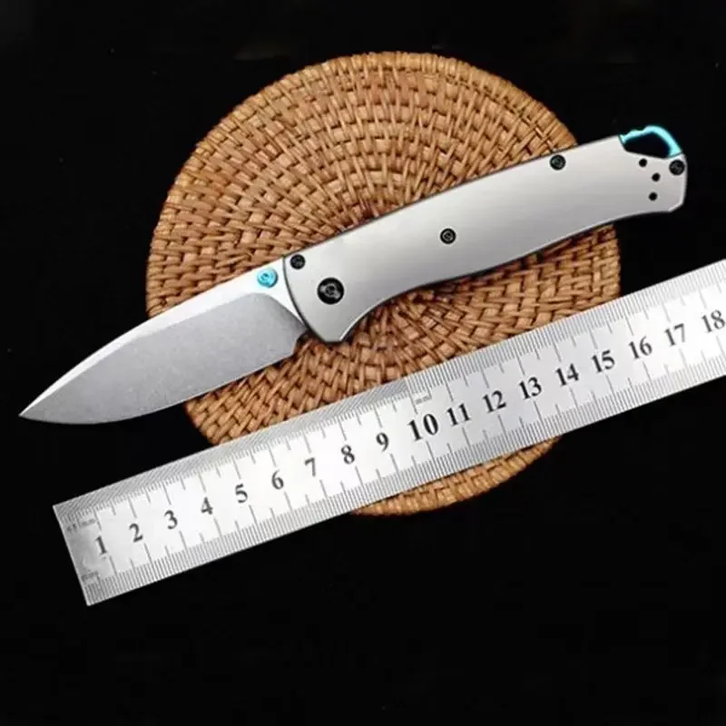 

Titanium Alloy Handle BM 535 Folding Knife D2 Stone Wash Blade Outdoor Safety Pocket Knives EDC Tool