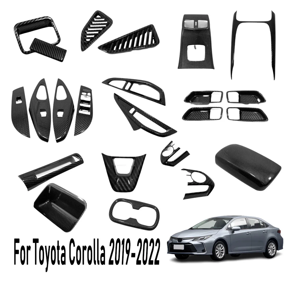 

For Toyota Corolla Altis 2019 2020 2021 2022 Carbon Fiber Car Inner Door Bowl Frame Cover Trim ABS Plastic Interior Accessories