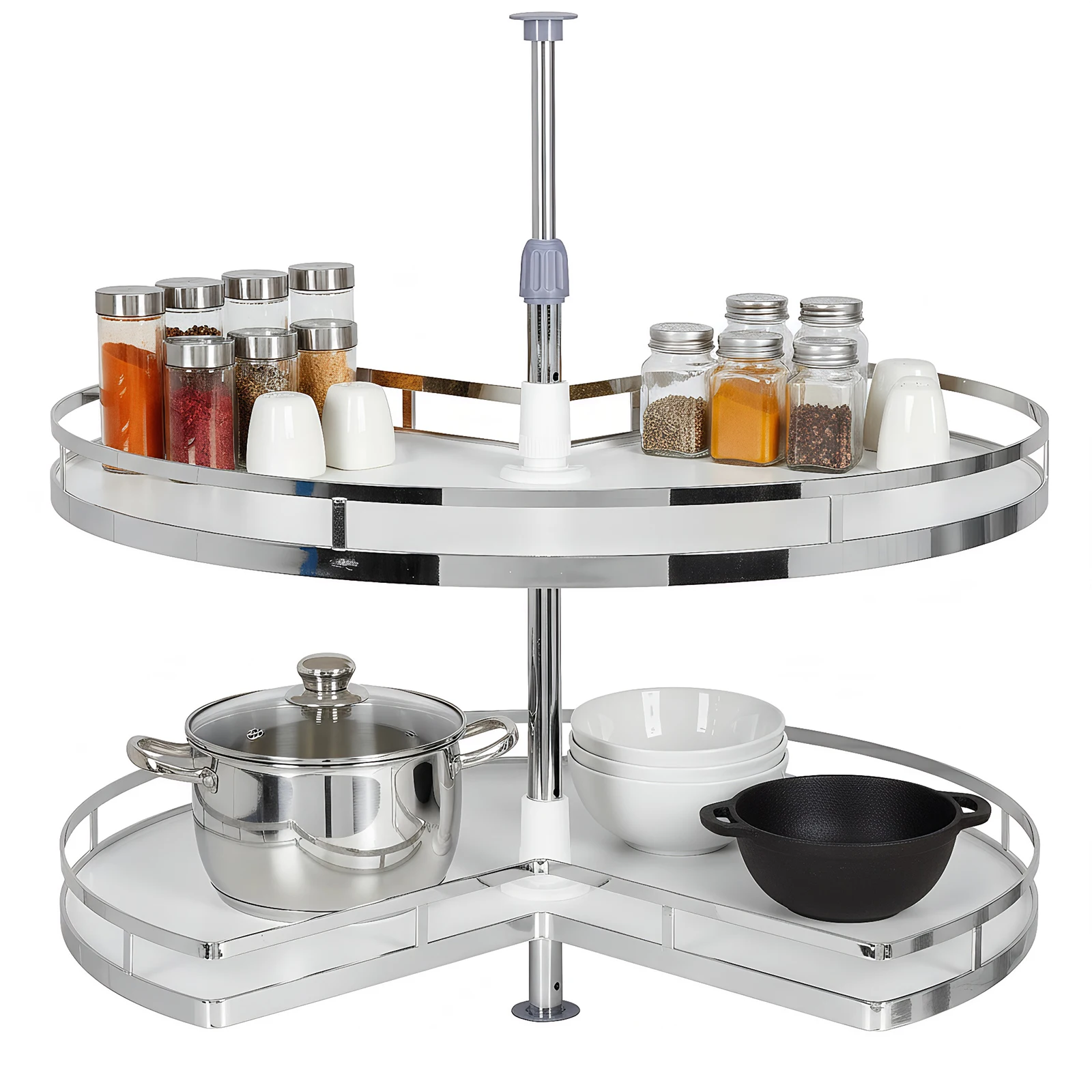 

2 Tiers Lazy Susan Replacement Shelves Adjustable Height Corner Cabinet Organizer for Base Blind Shelf (Cannot Be Door-Mounted)