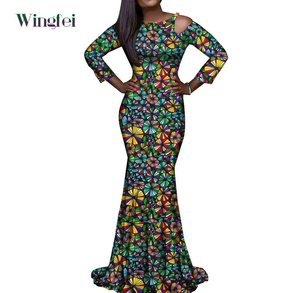 African Dresses for Women Ankara Fashion Robe Dashiki Dresses Floral Print Dashiki Lady Evening Gowns Elegant Long Dress Wy9356