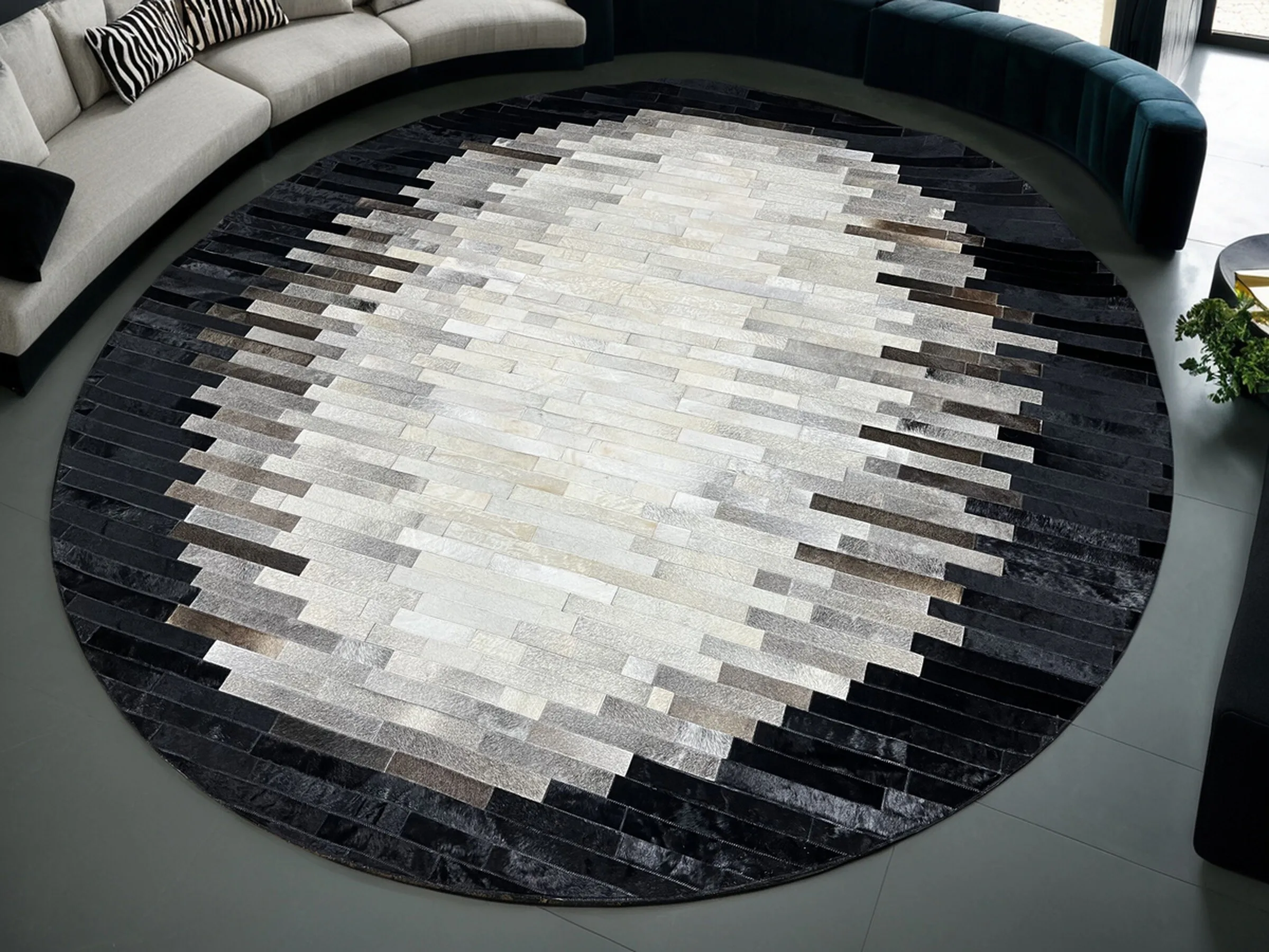 Simple Black White Round Carpet for Living Room Modern Sofa Table Area Rug Floor Mat Nordic Handmade Real Cowhide Carpet Bedroom