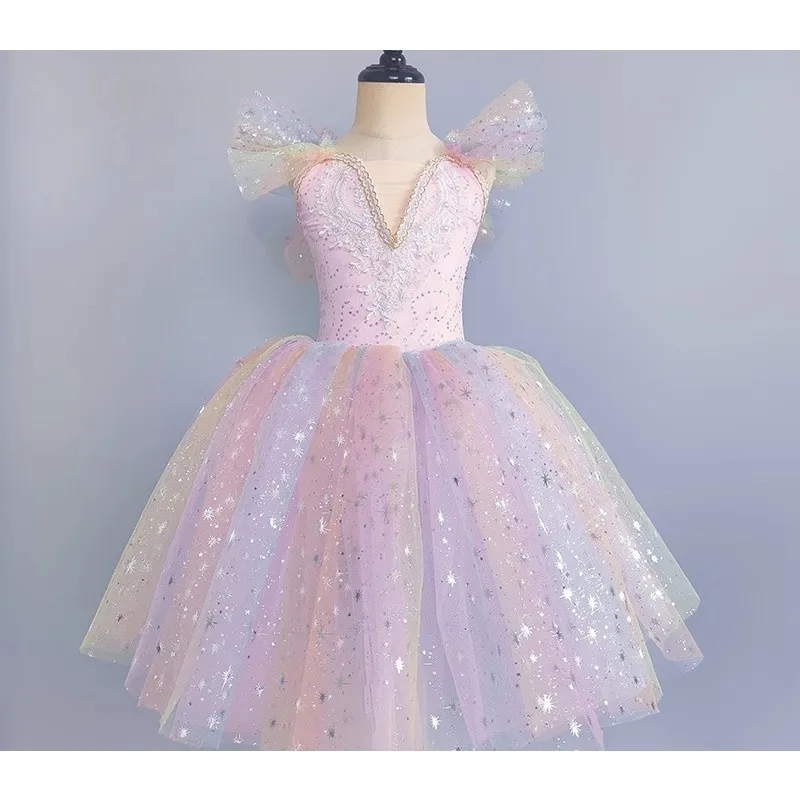 الفتاة توتو تنورة زهرة ازياء الاطفال الباليه توتو فستان الفتيات سوان أداء الزي لينة تول منتفخ الأميرة ملابس رقص