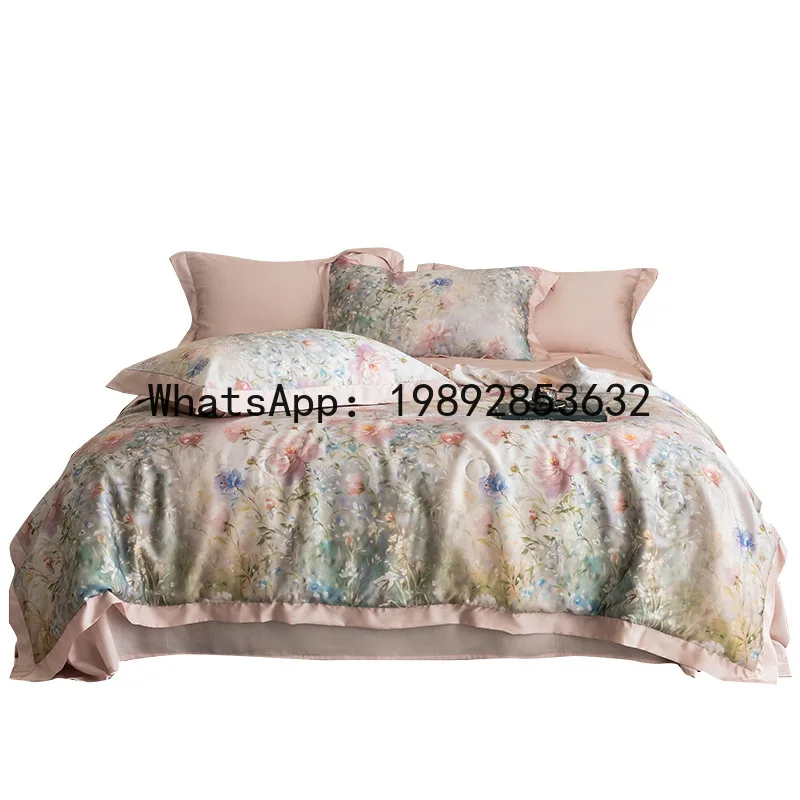 

PYJ printed double-sided Tencel summer quilt four-piece summer cool quilt thin quilt