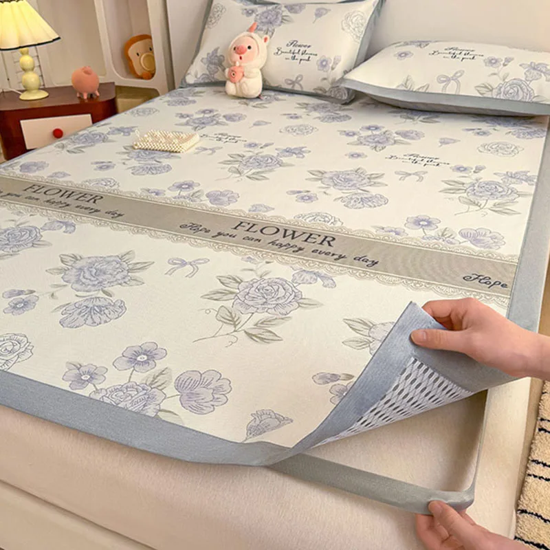 High Quality Cartoon Mat Set for Single 2Pcs Comfort Summer Sleeping Mat with Pillowcase Baby-Grade Anti-Skid Pad with Strap