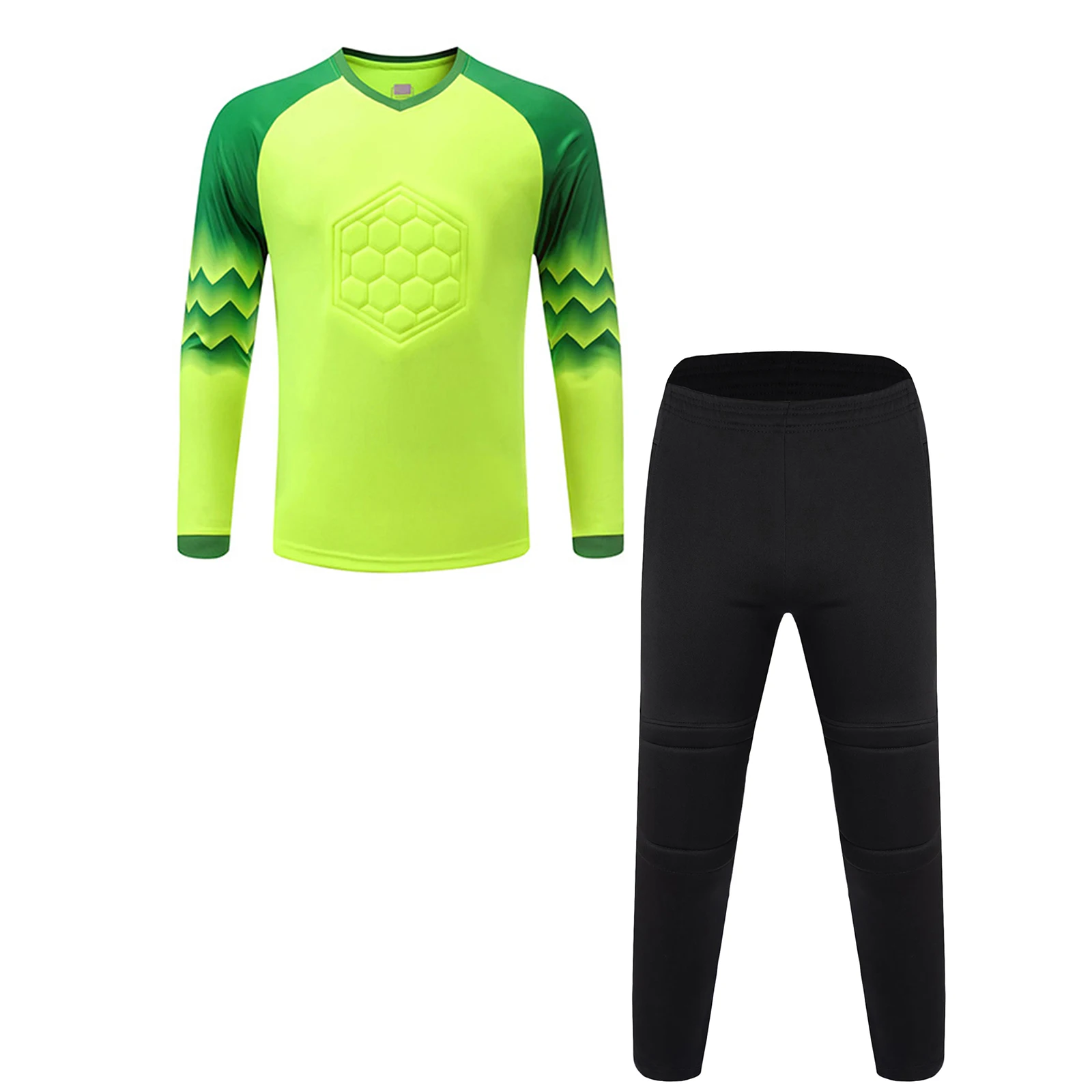 

Biker Cycling Sport Suit Boys Protection Pads Long Sleeve Printed Tops with Elastic Waistband Pants for Training Soccer Costumes