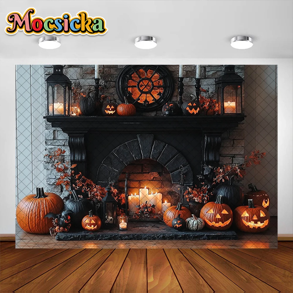 อุปกรณ์ตกแต่งรูปฟักทองพื้นหลังสำหรับถ่ายภาพวันฮาโลวีนฉากหลังสตูดิโอถ่ายภาพเทศกาลสำหรับเด็กอุปกรณ์ตกแต่งรูปฟักทองใบเมเปิล