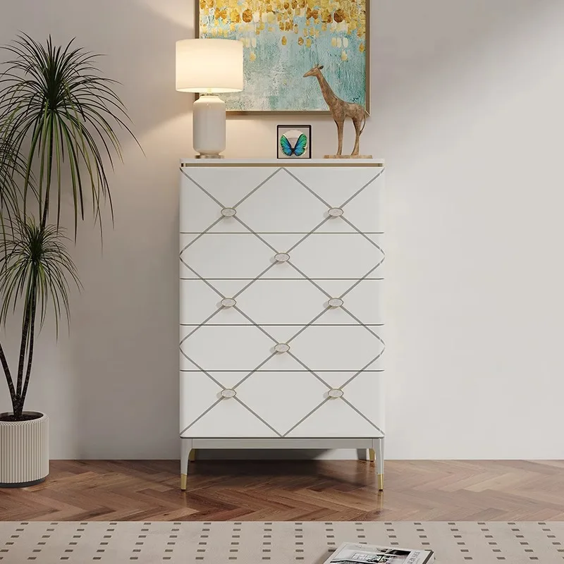 

American light luxury chest of drawers solid wood shell living room wall decorative cabinet household bedroom bedside drawer