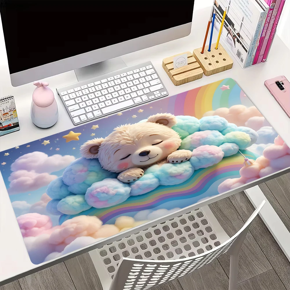 

Cute Cartoon large Mouse Pad Adorable Bears Design XXL Non-Slip Gaming Desk Mat with Stitched Edges Office Gaming Accessories1pc