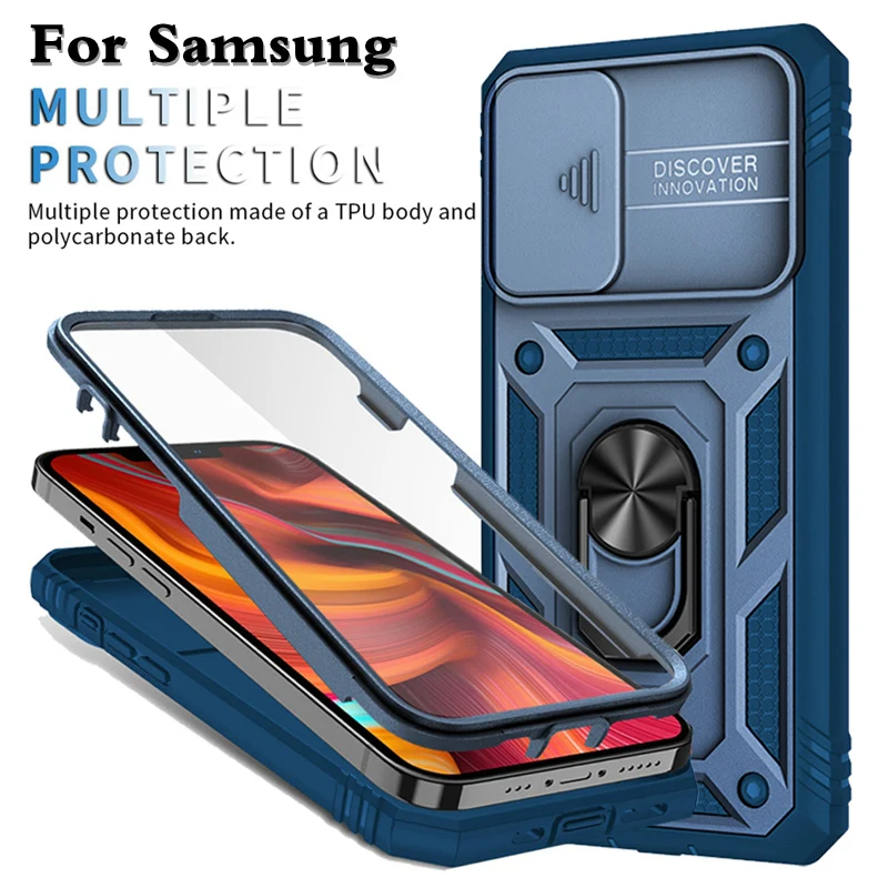 Shockproof Case for Samsung Galaxy S24 S23 S22 S21 A12 A32 A52 A13 A33 A53 A14 A34 A54 A35 A55 Stand Holder Armor Rubber Cover