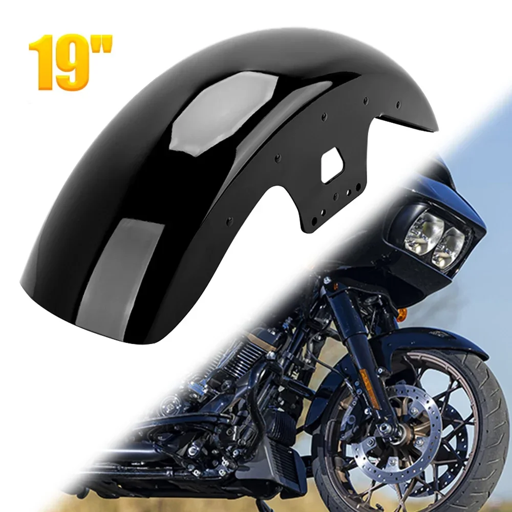 

19" Gloss Black Motorcycle Wheel Wrap Front Fender Street Mudguards For Harley Touring Road King Electra Street Glide 2014-up