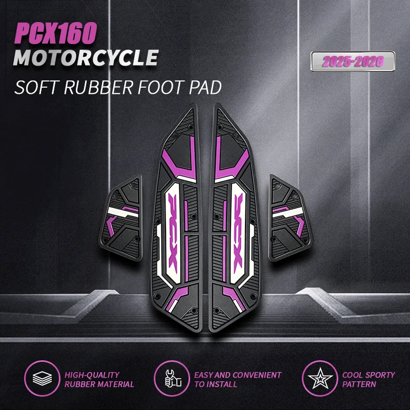 For Honda PCX160 125 Anti-Slip Silicone Foot Mat & Pad, Motorcycle Floor Foot Rest Rubber Cover, PCX 2025-2026 Accessories