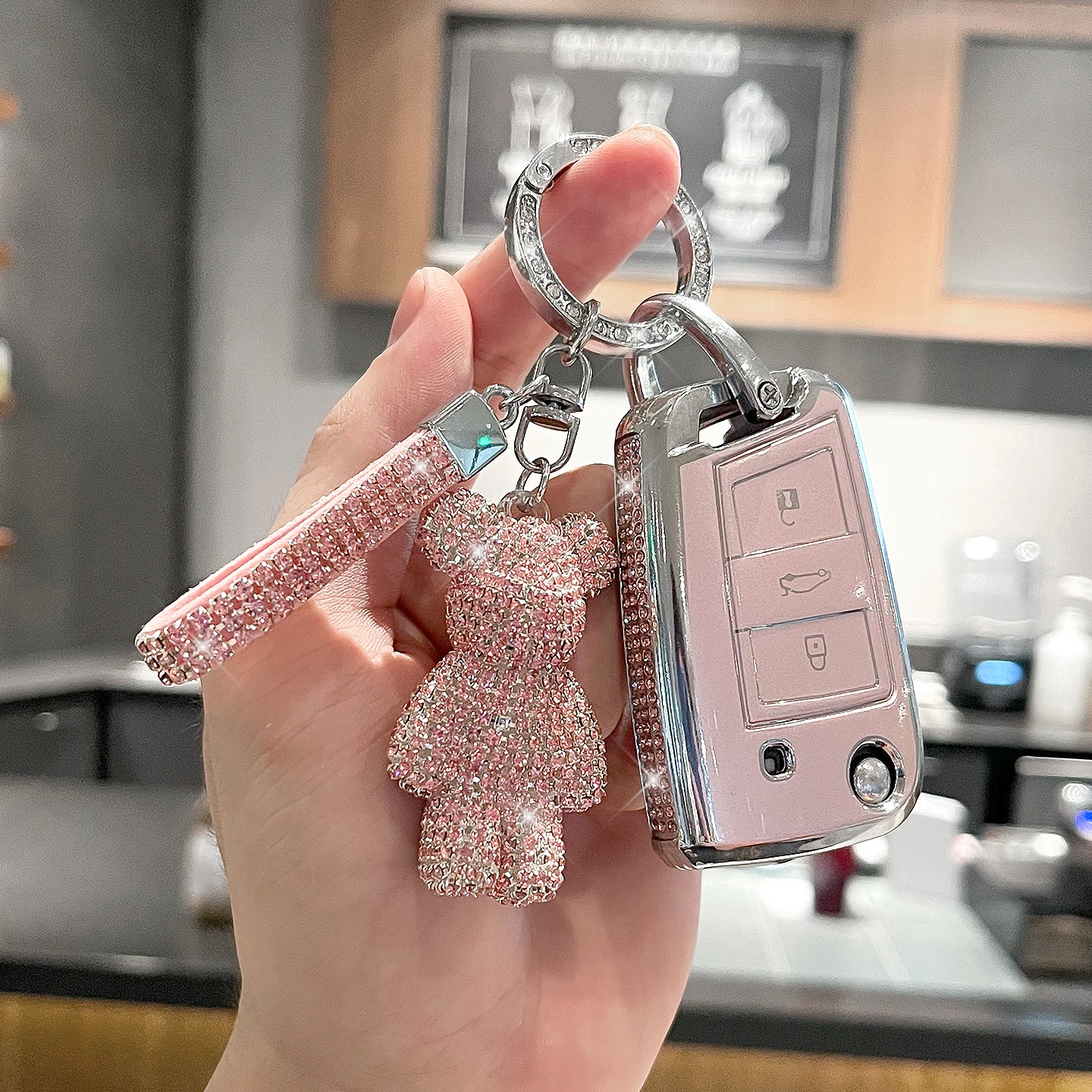 

Высококачественные боковые бриллианты для VW для Volkswagen Golf 7 MK7 Tiguan MK2 для SEAT Ateca Leon FR 2 Ibiza, флип-чехол для автомобильного ключа, брелок