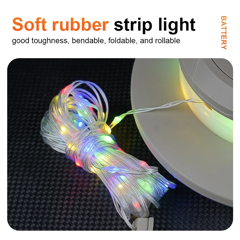 Rechargeable Portable Camping String Lights 8 Lighting Modes Outdoor Tents Garden Party Decorative LED String Lights