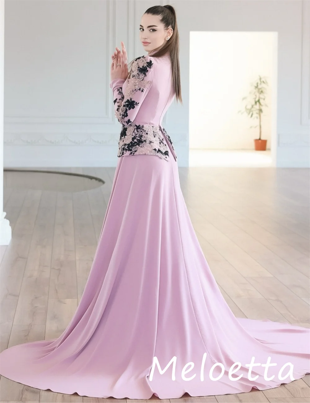 Robes longues personnalisées en Jersey de Style chinois, ligne a, fleurs pailletées, col haut, occasions classiques sur mesure