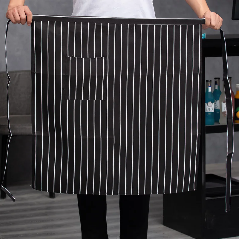 Catering Uniform Half-length Adult Apron Striped Hotel Restaurant  Kitchen Chef Cooking Apron Bakery Cafe Waiter Apron