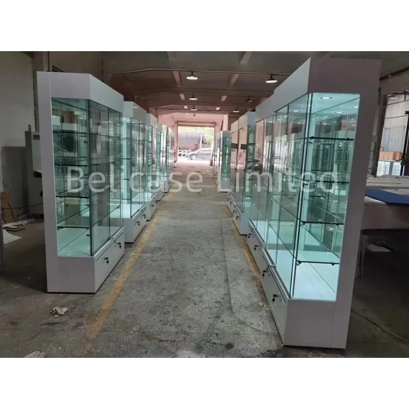 Custom, high end display cases for jewelry showcase modern custom made glass vitrine jewelry display cabinet