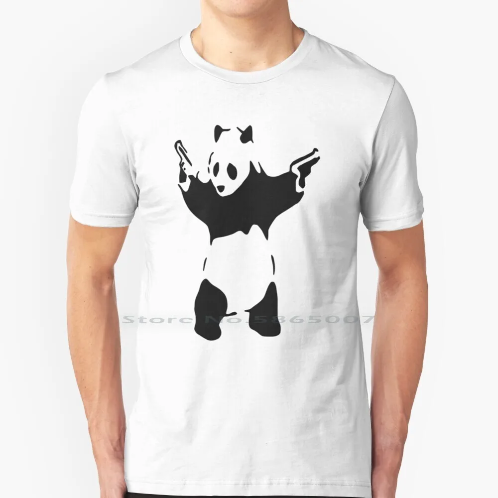 Banksy Panda 100% Cotton T Shirt Grafitti Distressed Spray Funny Graphic Graffiti Tumblr Stencil Aesthetic Hipster Street Art