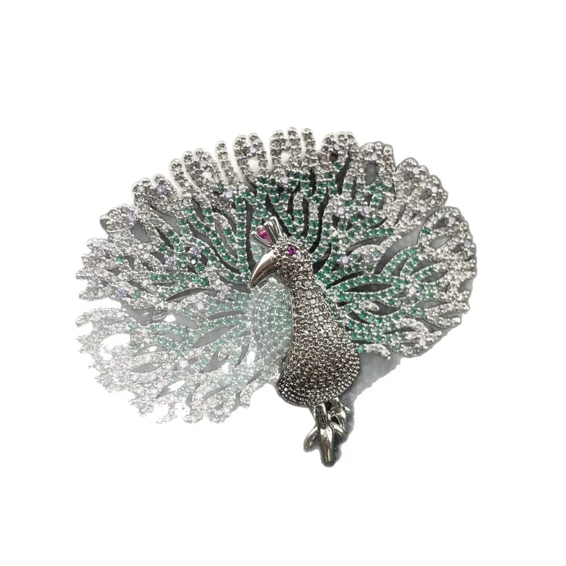 

Luxury high-end elegant peacock brooch female gradient color semi-precious stone dress corsage jewelry accessories