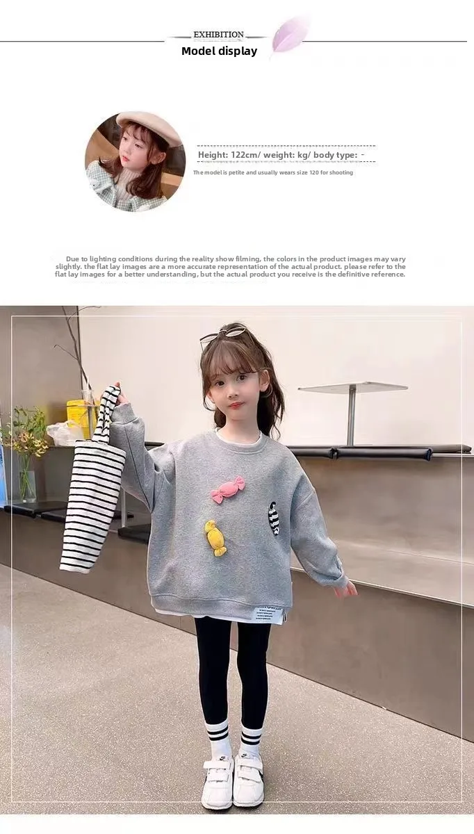 Koreanische Version Kleidung Baby Mädchen Langarm Kinder Neue Frühherbst-Sweatshirts Niedliche Bedruckte Pullover Kinder Freizeitkleidung – Detail 4
