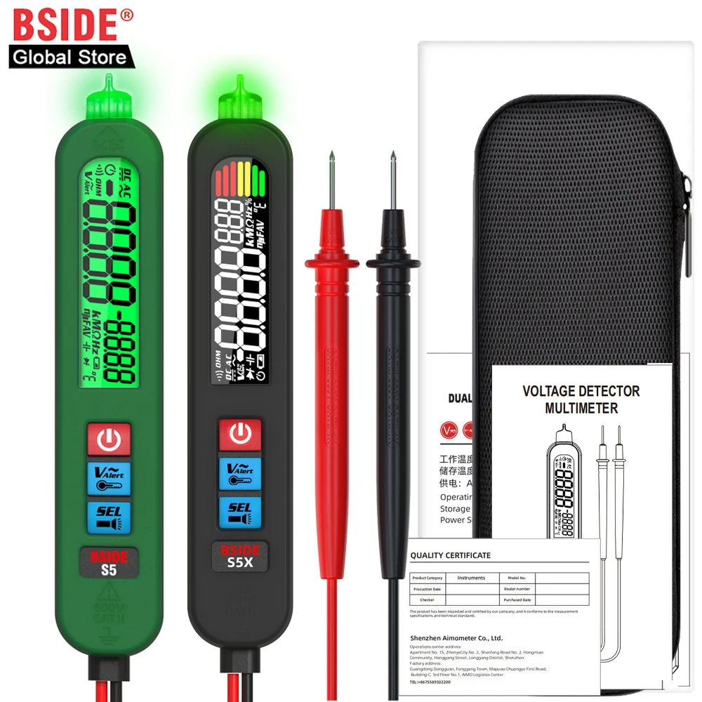 BSIDE Smart Digital Multimeter Profesional AC DC Voltage Auto Capacitor Ohm Diode Non Contact Display 9999 USB Recharge Tester