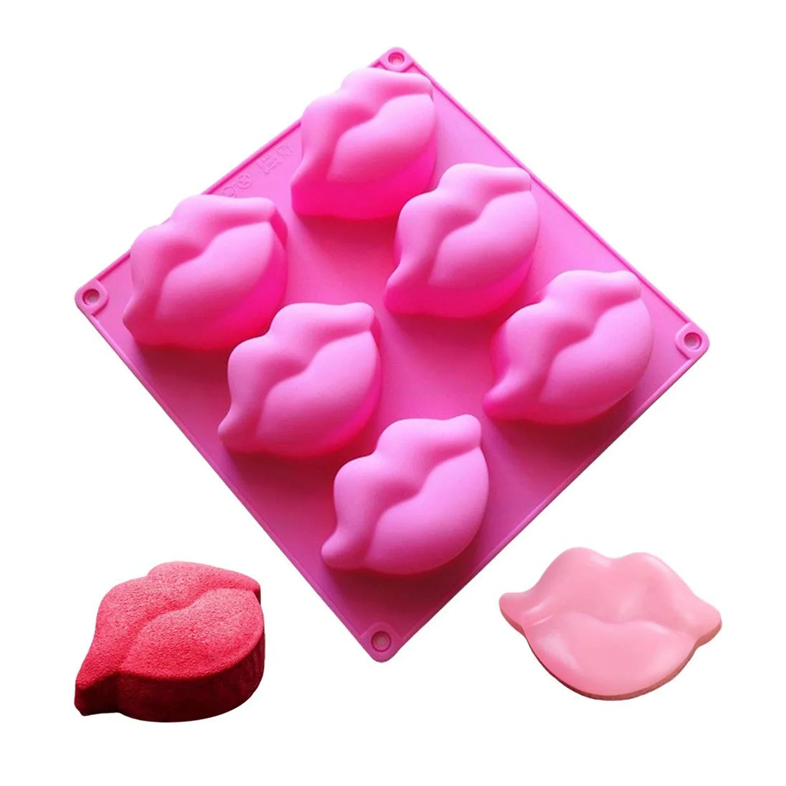 6 Cavity Soap Mold Sexy Lips Silicone Molds for Cake Soap Chocolate Candy Cupcake Candle Bath Bomb Lotion Bar Silicone Mold