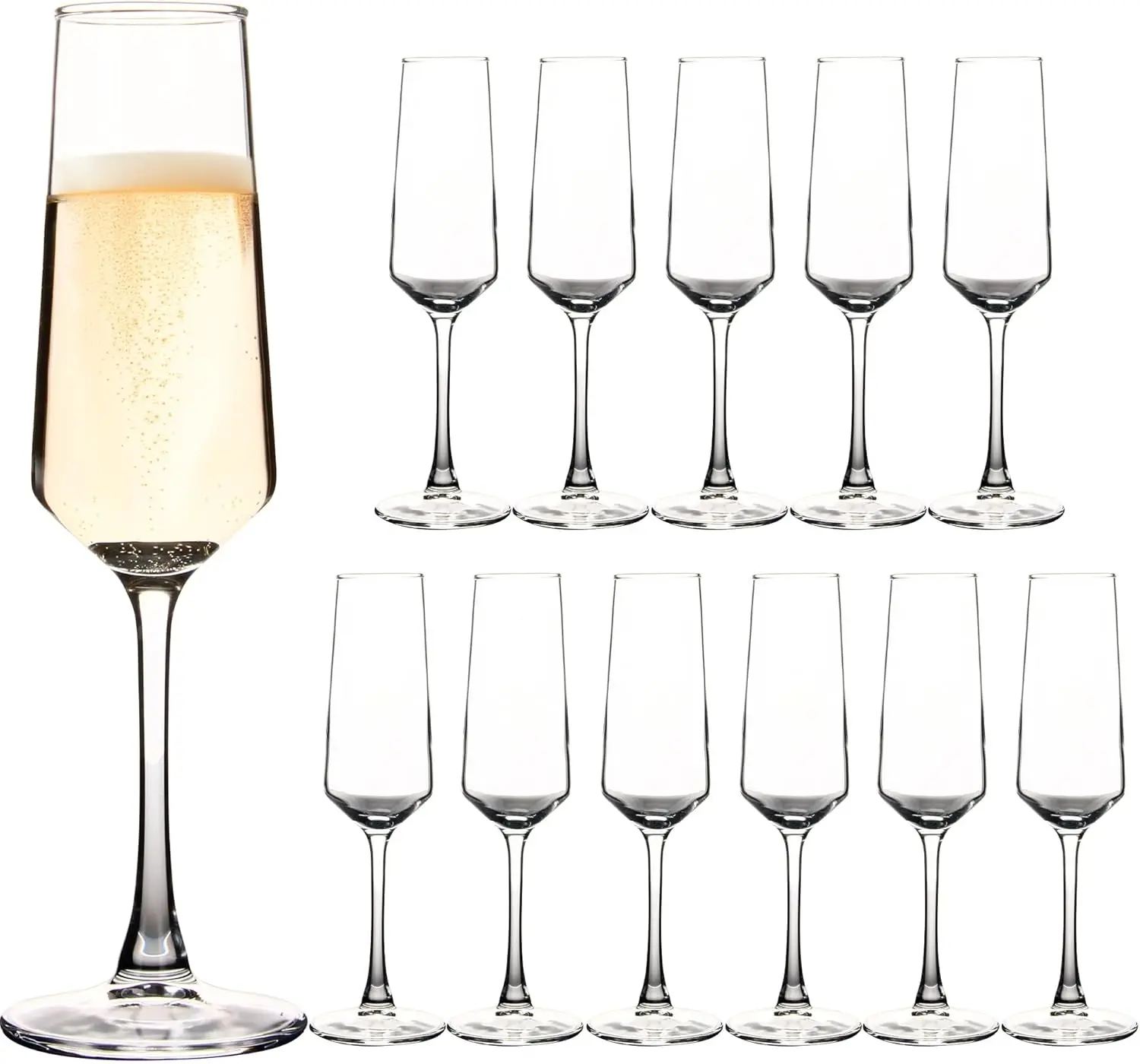 

Champagne Flutes Set of 12, 7.5 oz, Elegant for Wedding & Christmas, Dishwasher Safe