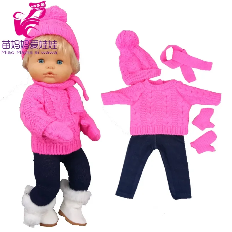 Nenuco roupas de boneca do bebê camisola chapéu cachecol ropa y su hermanita 40cm bebê boneca outwear inverno quente conjunto