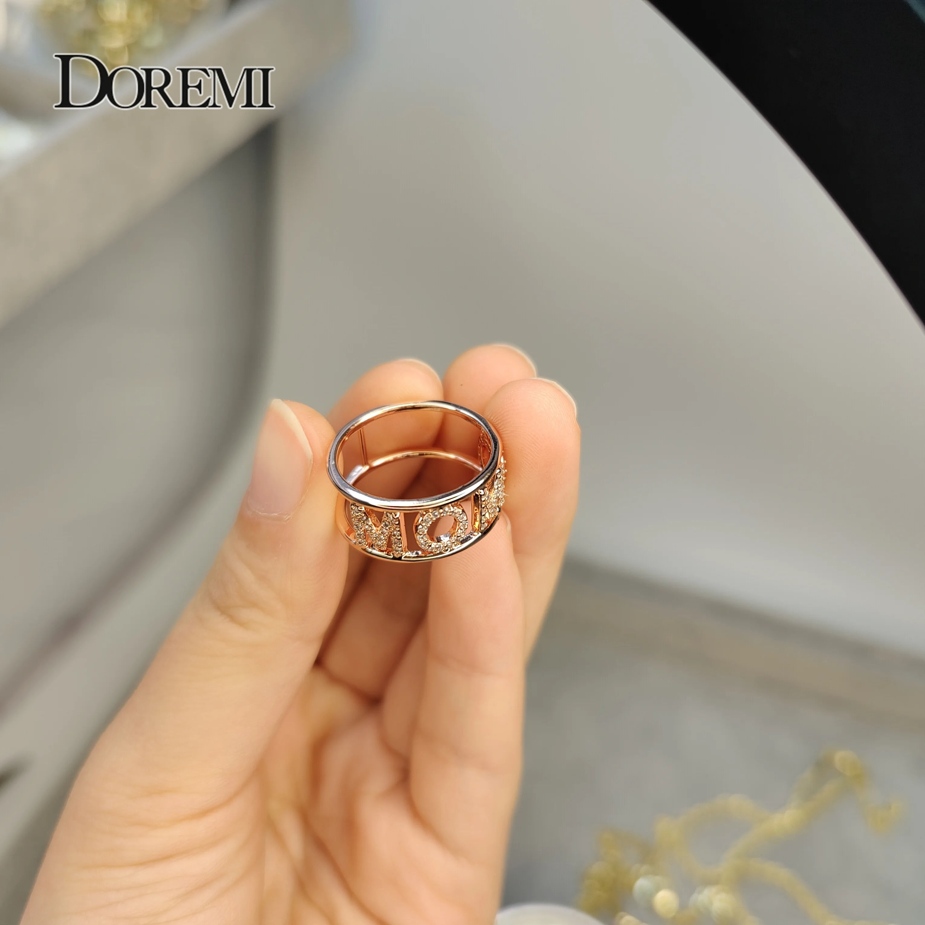 

Lateefah 6mm letter ring, gold-plated personalized jewelry, digital ring for women, zircon name custom ring, custom hollow