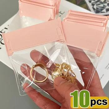 1/10 Stück transparente PVC-Schmuckbeutel, Anti-Oxidations-Aufbewahrungstasche für Ohrringe, Halsketten, Ringe, Armbänder, Display-Verpackungen