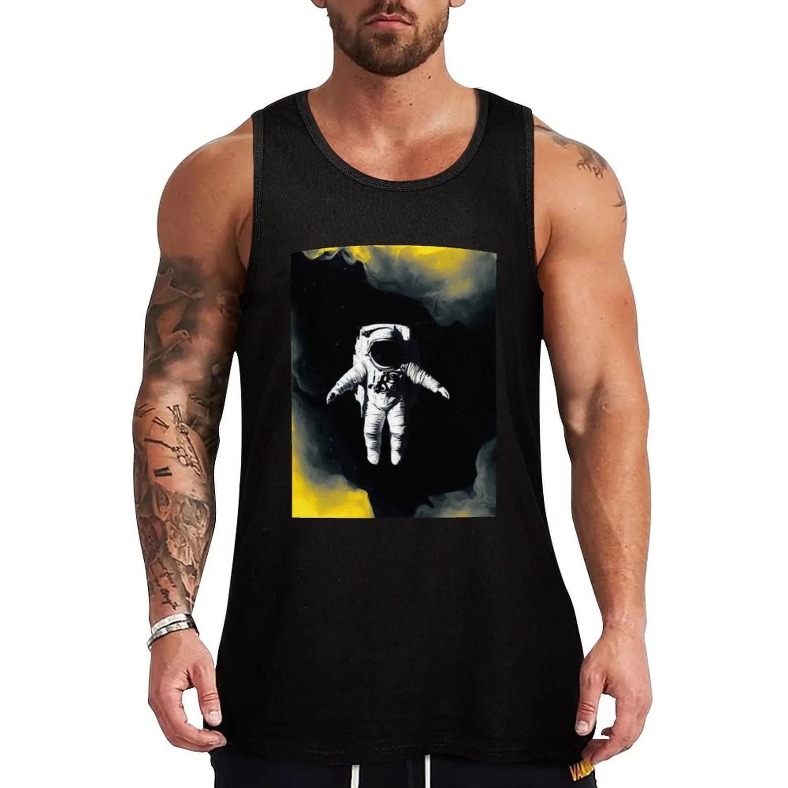 

Floating Astronaut in yellow space Tank Top Daily Loose Tank Top Casual Sleeveless Summer Wear