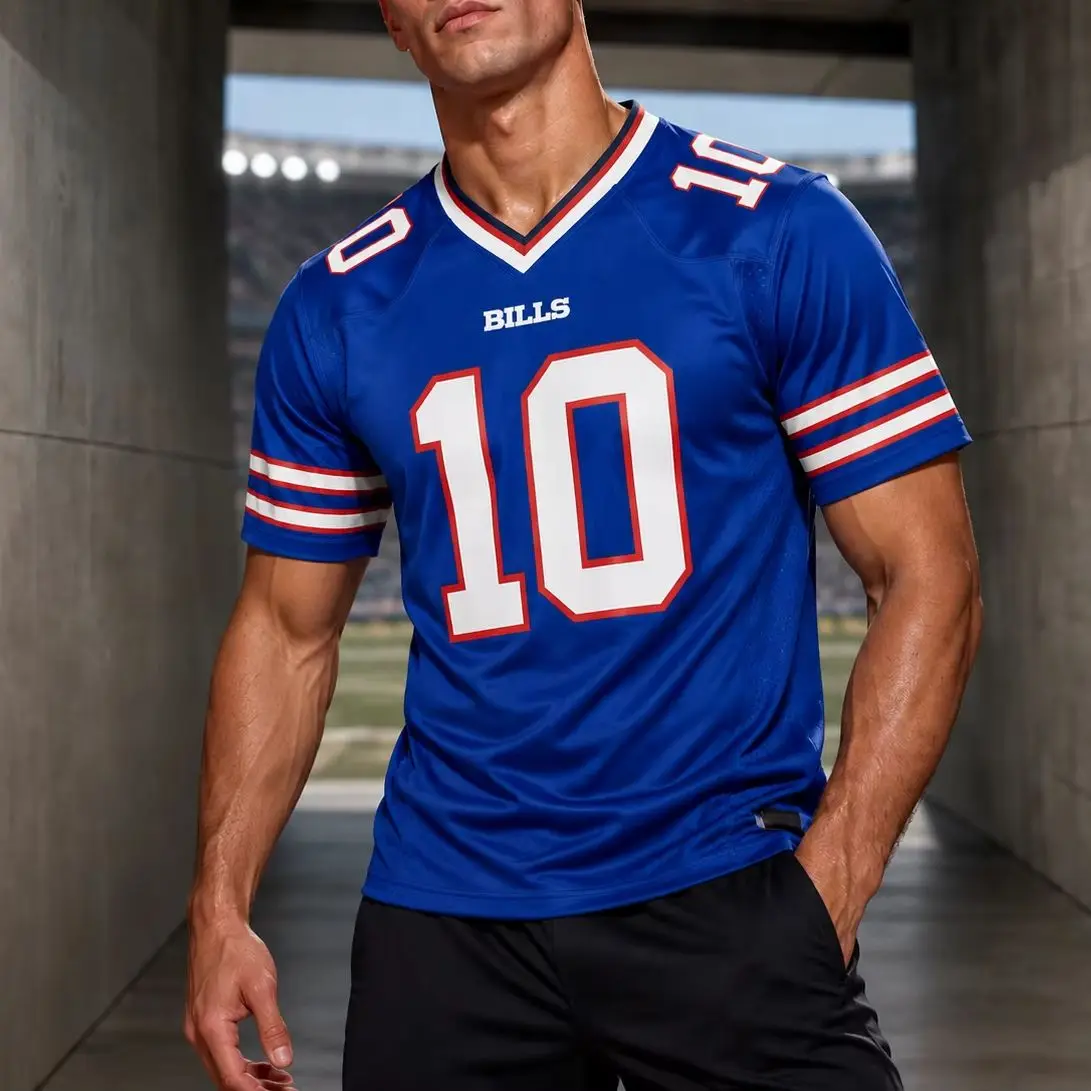 Men's American Football Jersey, Retro Sports T-Shirt, V Neck Short Sleeve Game Shirt, Casual Fan Tee, Number 86 Sportswear