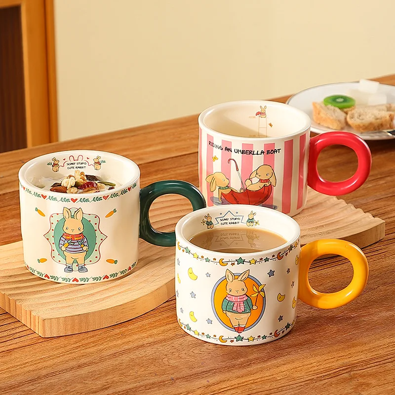 

Large Capaci Cerc Mugs Ins Sle Cartoon Engli Spliced Color Office Drinking Water Cups Home Use Couple Mugs