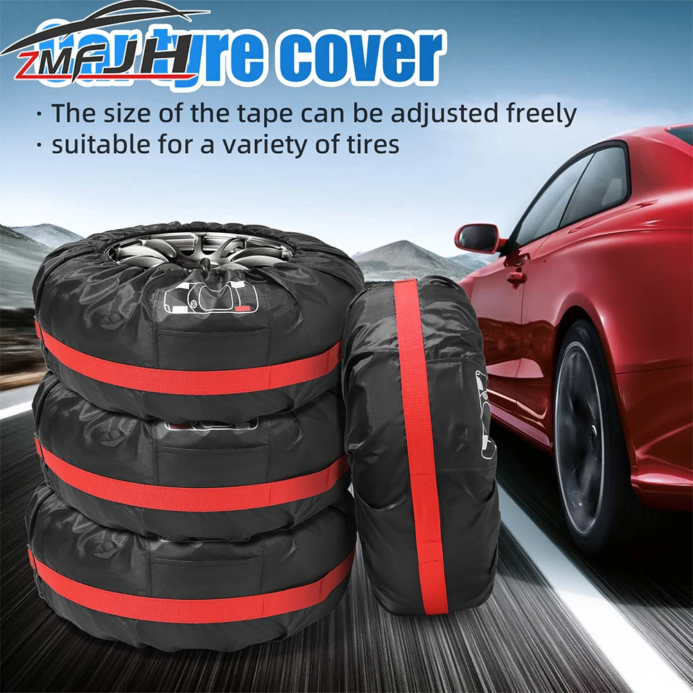 4PCS Universal Car Tire Cover Case Polyester Car Wheel Tire Storage Bags Dust-proof Auto Spare Tyre Protector Accessories