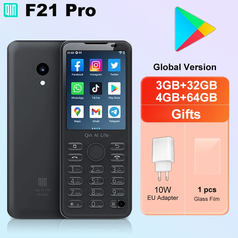 Qin F21 Pro Smart Touch Screen Wifi +2.8 Inch 3GB + 32GB / 4GB 64GB Bluetooth 5.0 480*640 Global Verison Play Store duoqin Ai