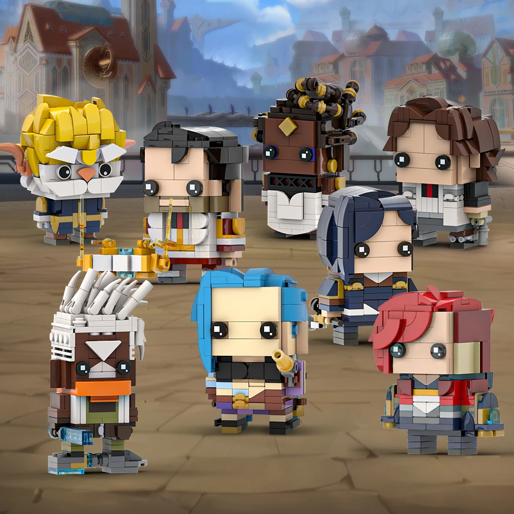 MOC Heroes เกม Jinx Vi Arcanes BrickHeadzs Building Blocks รุ่น Arcane Caitlyn ตัวอักษรอิฐประกอบของเล่นเด็กของขวัญ