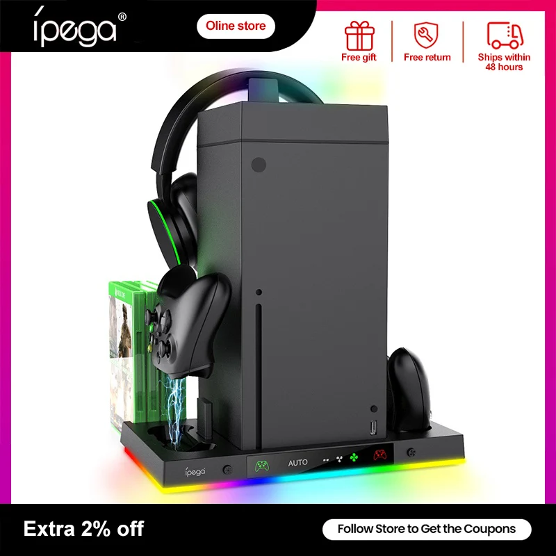 

For Xbox/ Xbox Series X Multi-function Controller Charging Base RGB Cooling Fan And Headphone Host Stand Wind Speeds Headphone