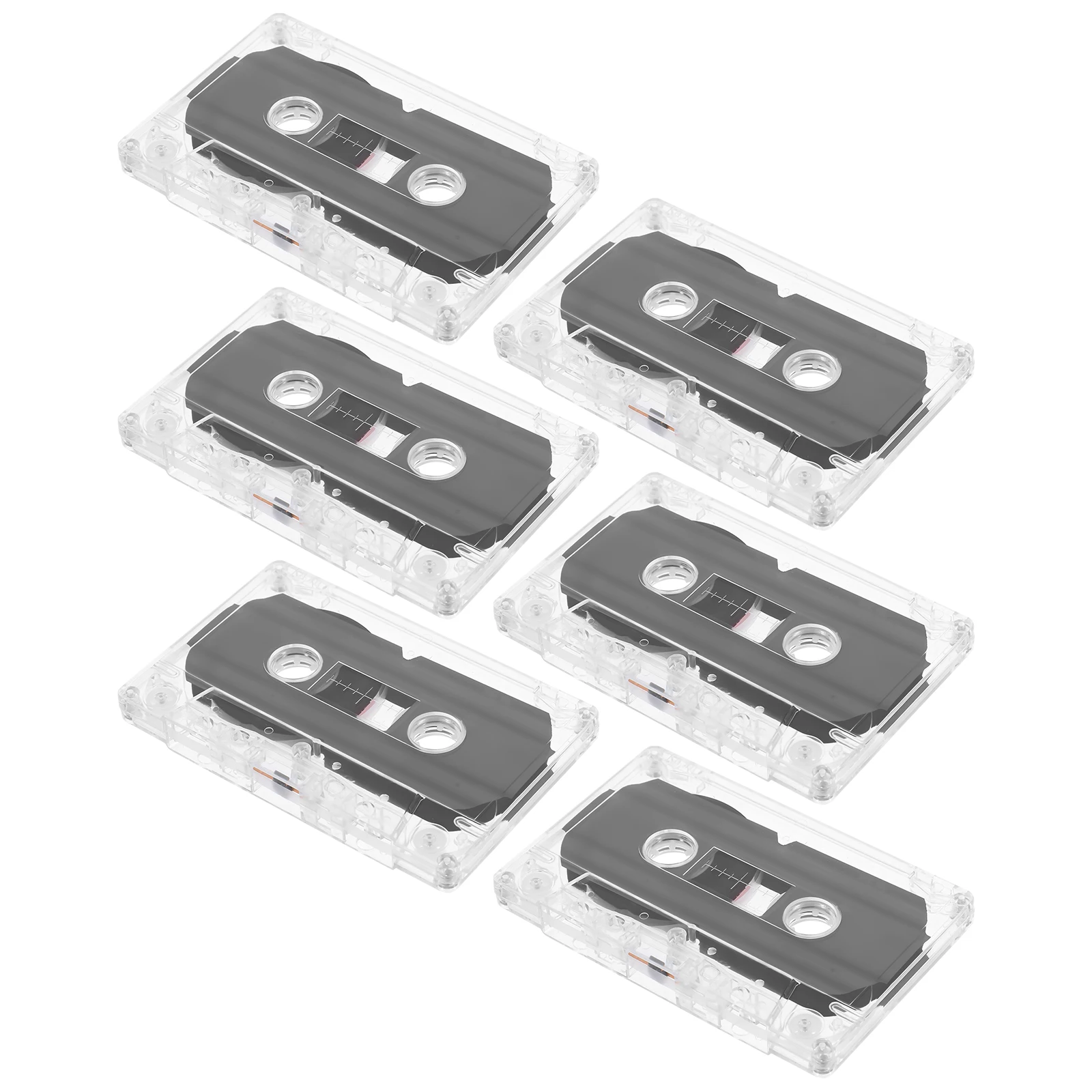

6 pcs Blank Cassette Tapes 60-Minute Audio Recording Storage Compatible with Recorders Transparent Box Durable Empty for Studio