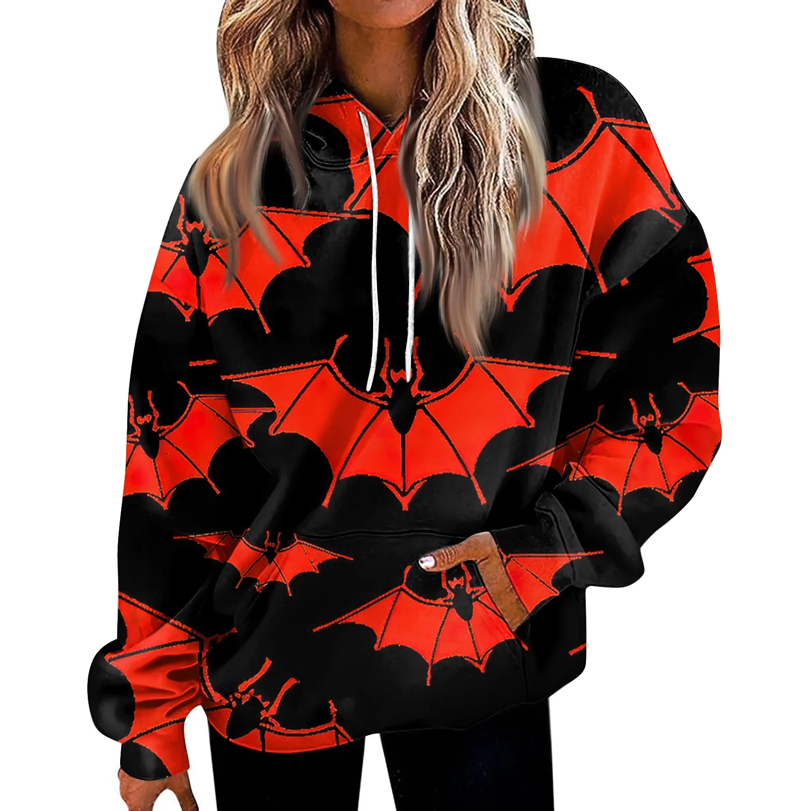 Damenmode lässig Halloween Hoodies weibliche Langarm Top Sweatshirt Herbst Halloween Print Pullover Tops Femme
