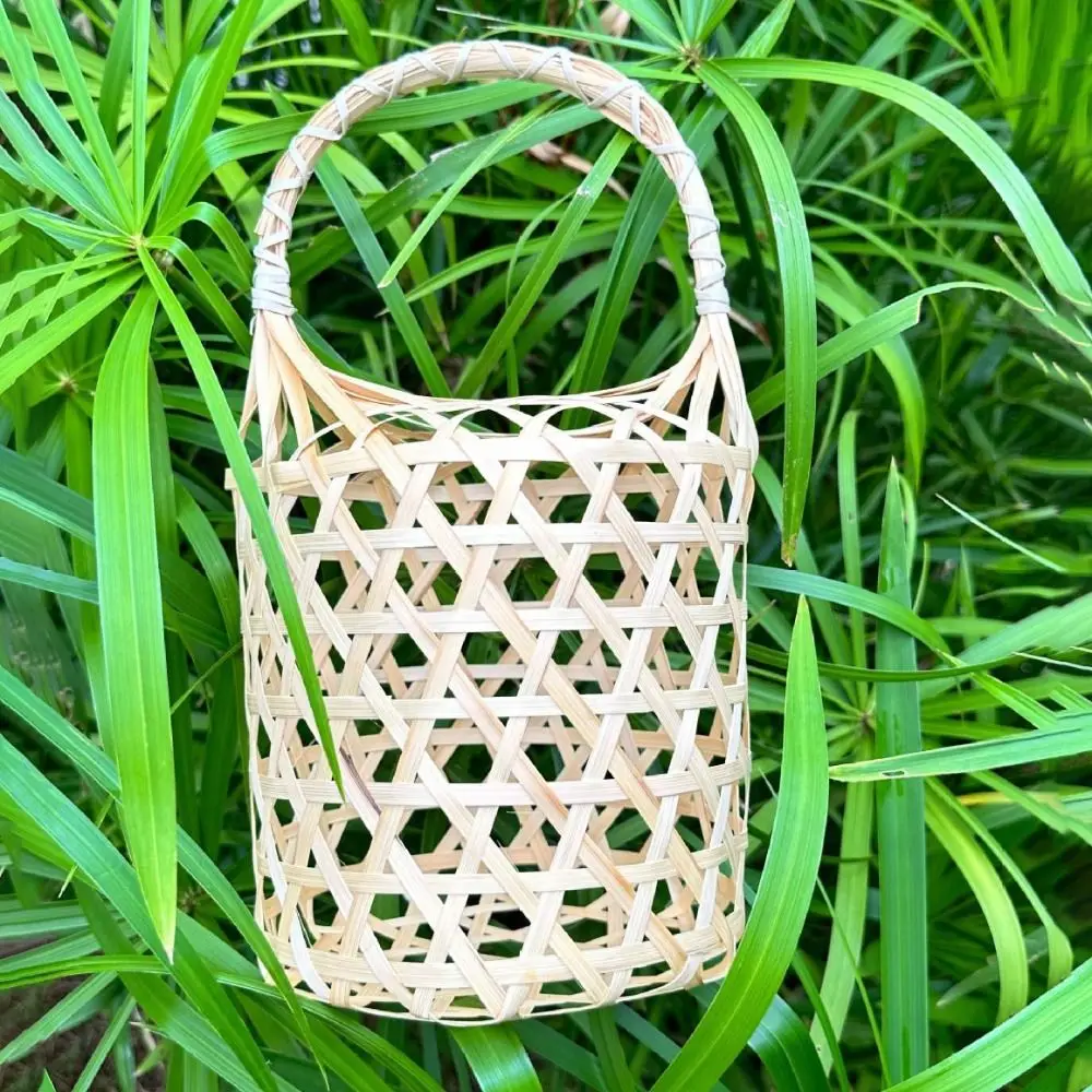 Portable Bamboo Woven Gift Packaging Box Retro Handmade Hand-held Basket Natural Creative Storage Box Zongzi